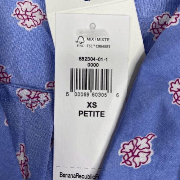 Banana Republic Button Down Shirt Boho Coastal Collar Womens Blue Size XSP NWT - Picture 4 of 7